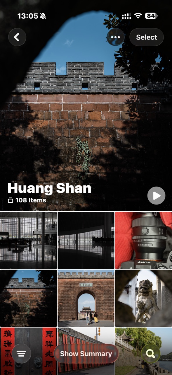 The Huang Shan album in the system Photos app